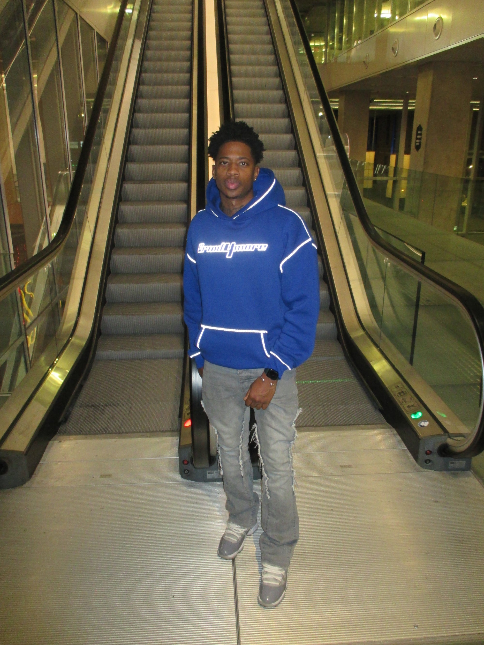 Grind4more Blue Hoodie Fully reflective