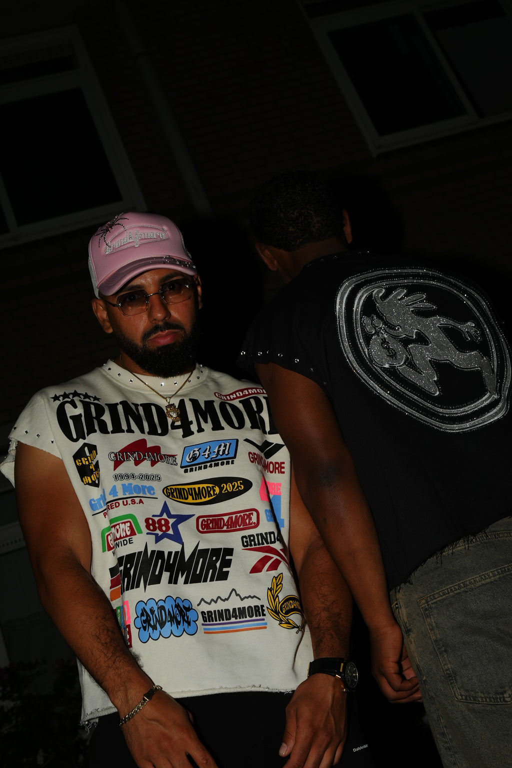 Grind4more Sleeveless Tee — Patchwork / Rhinestone Devil (Guaranteed Pre-Order)