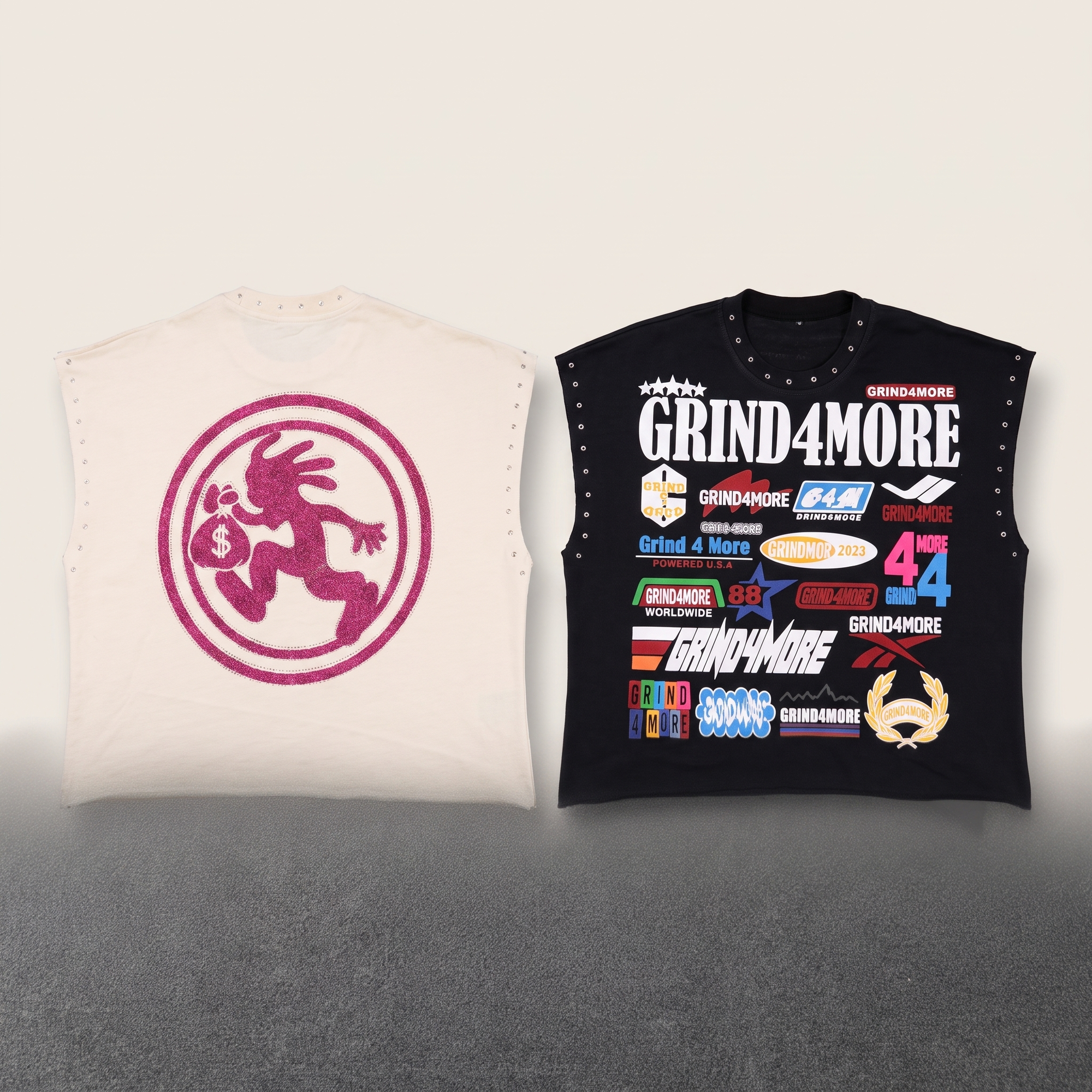 Grind4more Cream Patchwork Sleeveless Tee